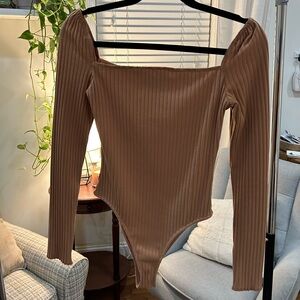 Forever 21 Ribbed Long Sleeve Bodysuit